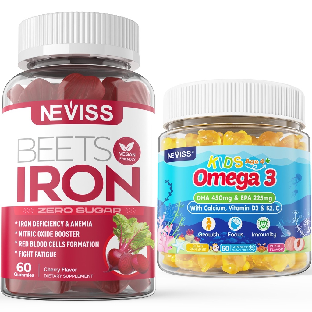 Iron Gummies 2 Pack + Παιδιά Omega 3 Gummies 2 Pack