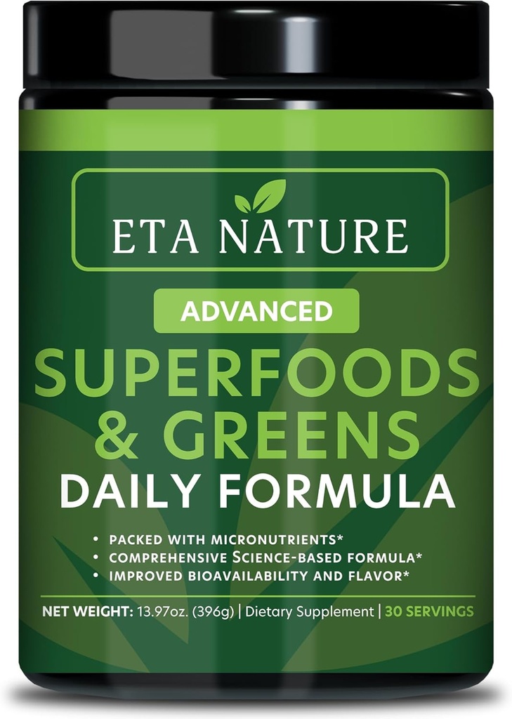 50 Super Greens Powder - Πράσινα Superfood Powder with Fruits and Fruits Supplements - Supergreens Green Powder for Energy, Digestion, Vitality & Ammunity - 30 Σερβιρίσματα Vegan και Non-GMO