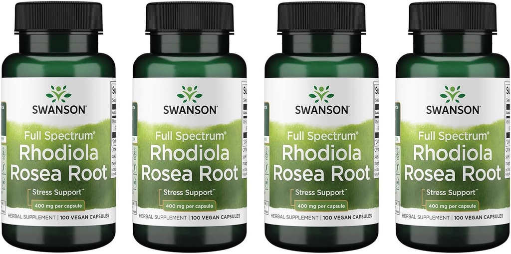 Swanson Rhodiola Rosea Root - Adaptogenic συμπλήρωμα βοτάνων που προωθεί την ισορροπία διάθεσης & το στρες Υποστήριξη - Φυσική φόρμουλα για την ενεργειακή υποστήριξη - (100 κάψουλες, 400mg το καθένα) (4 Pack)