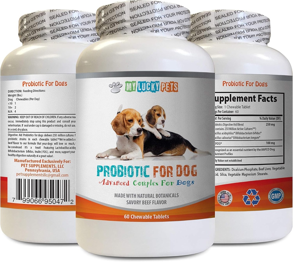 Probiotic Relief for Dogs - Probiotics Σκύλος - Κακή αναπνοή και διέλευση αερίου Λύση - Στοματική υγεία - Σκύλος acidophilus - 1 φιάλη (60 θεραπείες)