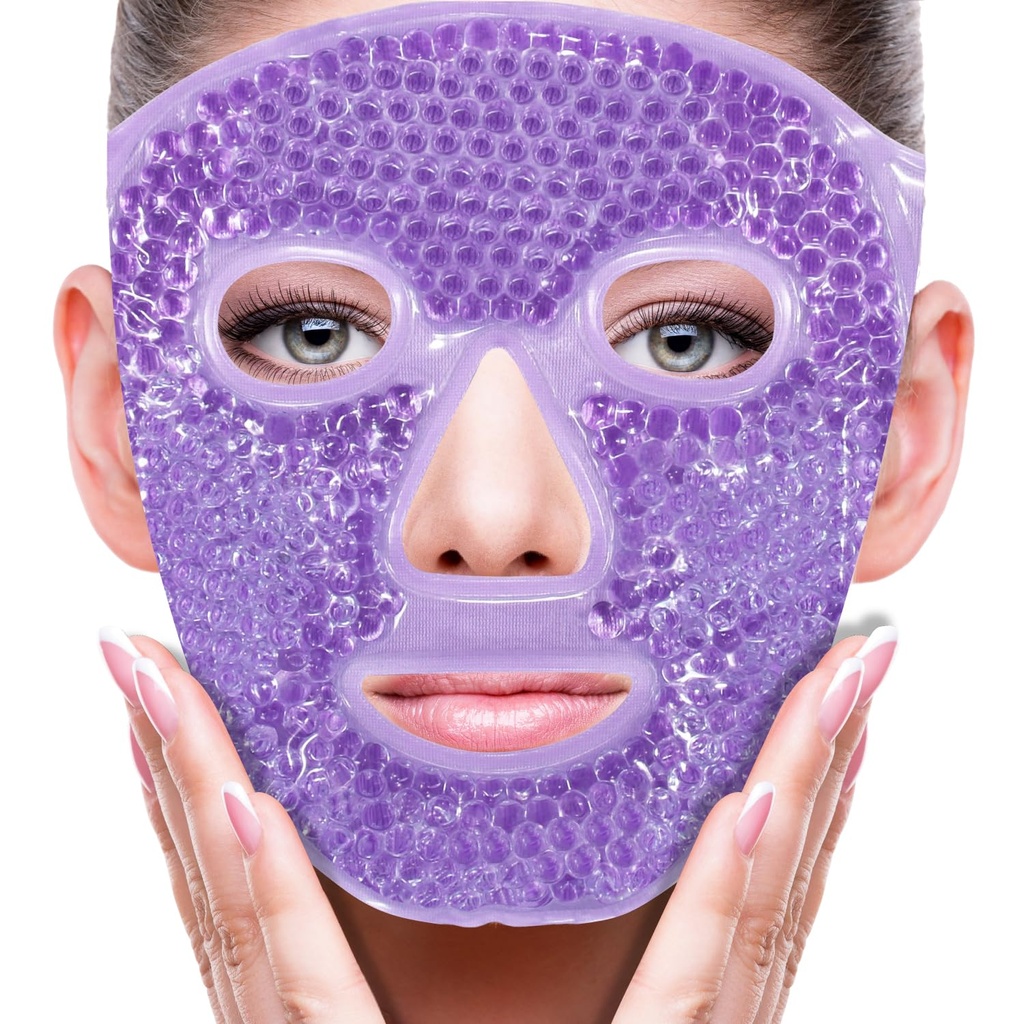 ZNÖCUETÖD Face Mask Mask Ice Pack για τη μείωση της πιπίλας, Τσάντες κάτω από τα μάτια, Puffy Dark Circles, Ημικρανία, Hot/Cold Pack with Soft Plush Backing (Purple # 22)
