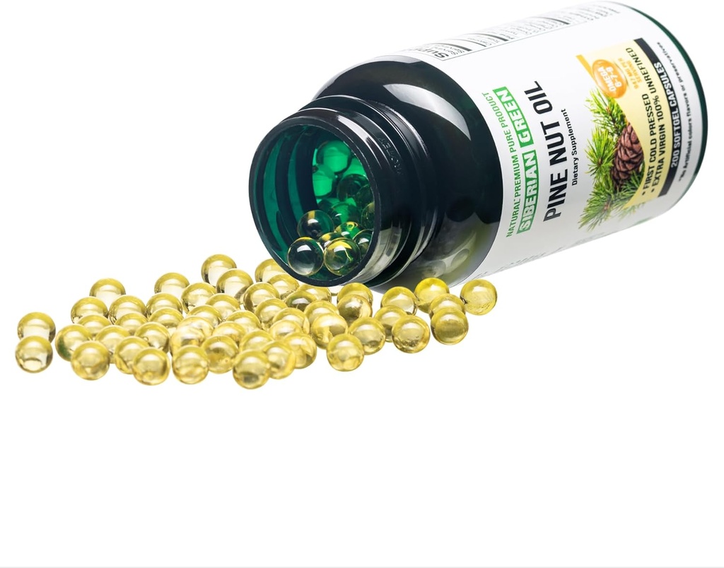 Κάψουλες πράσινου πεύκου της Σιβηρίας 200 Softgels άγρια Συγκομιδή Σιβηρία Altai κρύο πιεσμένο χωρίς ραφιναρισμένο