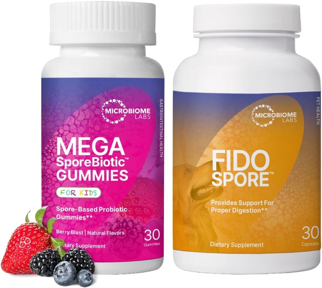 Μικροβιολογικά Εργαστήρια Παιδιά & Κατοικίδια Προβιοτικά Bundle - MegaSporeBiotic για τα παιδιά + FidoSpore Spore με βάση τα προβιοτικά για σκύλους και γάτες