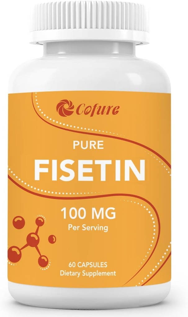 Fisetin Supplements, 100mg of Natural Bioactive Flavonoid, Genuine 98% Pure, Aging Support, Non-GMO, Gluten-Free, 60 Capsules, 60 Servings