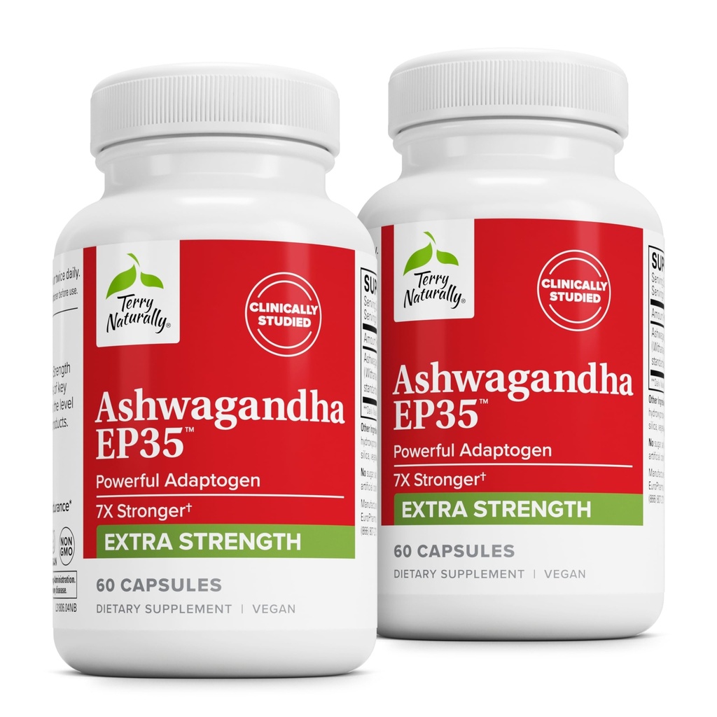 Terry Φυσικά Ashwagandha EP35 επιπλέον δύναμη - συμπλήρωμα βοτάνων για την υποστήριξη του ύπνου - Aid Healthy Stress Response - Αντοχή & Ενεργειακή υποστήριξη - 60 κάψουλες (60 εξυπηρετούν)