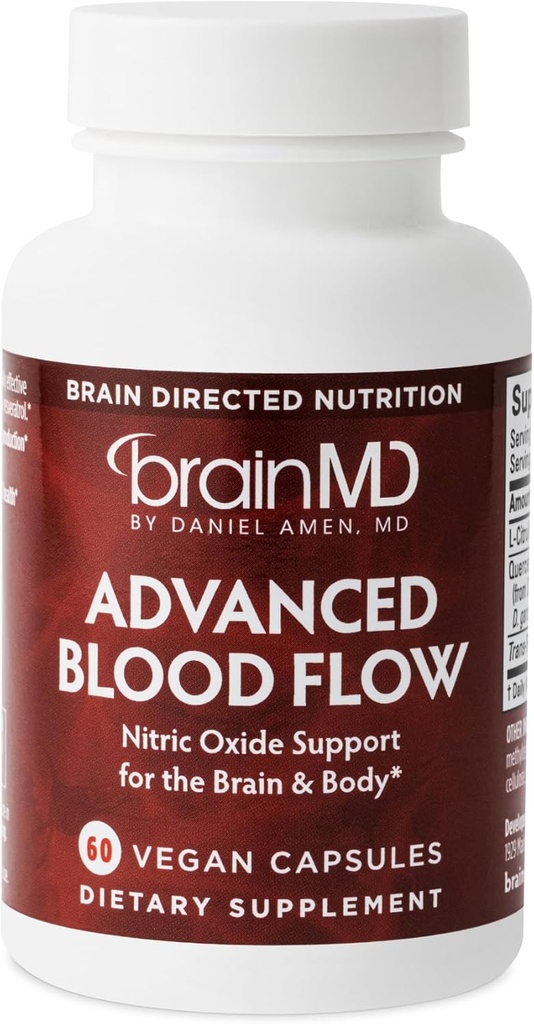 BRAINMD Advanced Blood - 60 Vegan Κάψουλες - Nitric Oxide Support for The Brain & Body - Χωρίς γλουτένη - 30 εξυπηρετούν