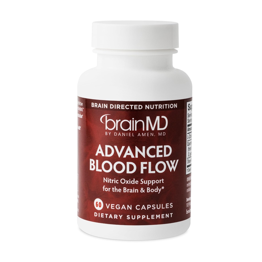 BRAINMD Advanced Blood - 60 Vegan Κάψουλες - Nitric Oxide Support for The Brain & Body - Χωρίς γλουτένη - 30 εξυπηρετούν