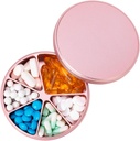 Pill Organizer 6 Διαμερίσματα Pill Dispenser - Heavy Duty Metal Daily Pill Container, Daily Pill Box Hill Holder, Αδιάβροχη φαρμακευτική περίπτωση για την ιατρική συμπλήρωμα βιταμίνης Fish Oils, 0,38lb, ροζ