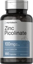 Horbäach Zinc Picolinate 100mg | 180 Capsules | High Potency | Non-GMO, Gluten Free | Zinc Supplement