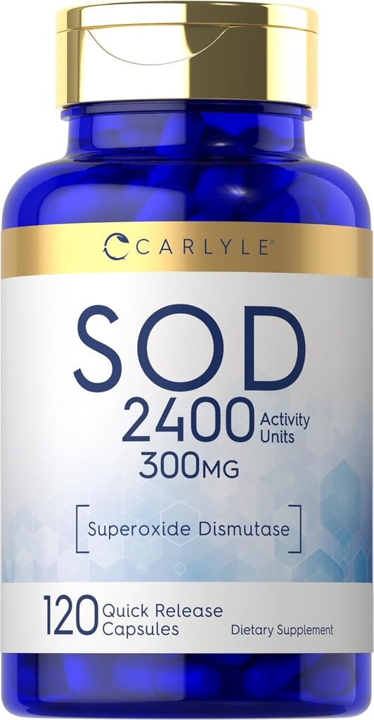 Carlyle S.O.D. Supplement Capsules | 300mg | 120 Count | Superoxide Dismutase | Non-GMO and Gluten Free