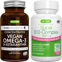 Vegan Omega-3 + Super B12-Complex 1000mcg Vegan Bundle, Sustainable EPA & DHA Algae Oil 1340mg + Υψηλή Απορρόφηση Υπογλώσσια Βιταμίνη B12 Με Μεθυλοκοβαλαμίνη, Αδενοσυλοκοβαλαμίνη & Υδροξοκοβαλαμίνη, από I