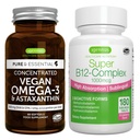 Vegan Omega-3 + Super B12-Complex 1000mcg Vegan Bundle, Sustainable EPA & DHA Algae Oil 1340mg + High Absorption Sublingual Vitamin B12 With Methylcobalamin, Adenosylcobalamin & Hydroxocobalamin, by I