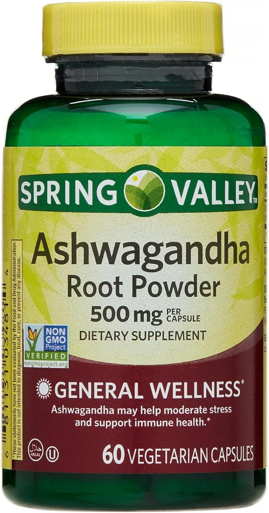 ΙΚJ Ashwagandha Root Powder General Wellness Dietary Supplement Χορτοφαγικές κάψουλες, 500 mg, 60 Count