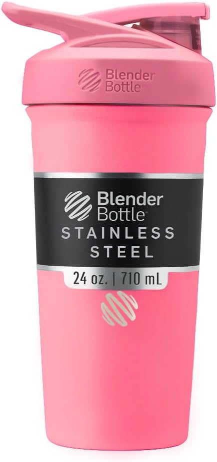 BlenderBottle Sport Μονωμένο μπουκάλι αναδευτήρα από ανοξείδωτο χάλυβα με σύρμα Whisk, 24 Ounce, ροζ – πρωτεΐνη Shakes & Ενυδάτωση για αθλητές & Fitness Enthusiasts, Easy Mixing, Διατηρεί τα ποτά κρύα, κλειδωμένα Lid