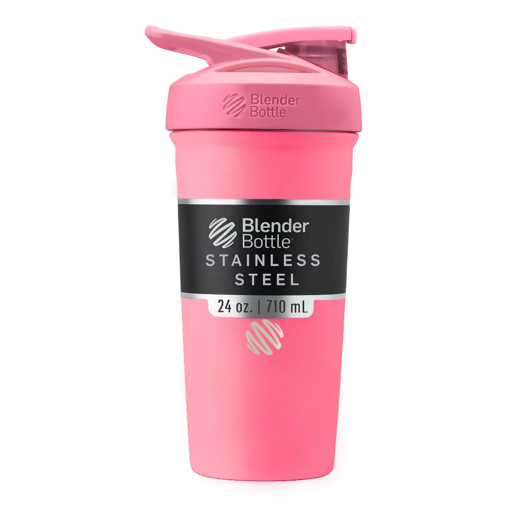 BlenderBottle Sport Μονωμένο μπουκάλι αναδευτήρα από ανοξείδωτο χάλυβα με σύρμα Whisk, 24 Ounce, ροζ – πρωτεΐνη Shakes & Ενυδάτωση για αθλητές & Fitness Enthusiasts, Easy Mixing, Διατηρεί τα ποτά κρύα, κλειδωμένα Lid