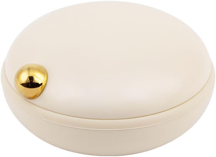 Garneck Travel Pill Organizer 4 Διαμέρισμα Καθημερινή υπόθεση Χάπια Μικρό Φορητό κουτί εμπορευματοκιβωτίων γύρο Beige για Outdoor Daily Travel