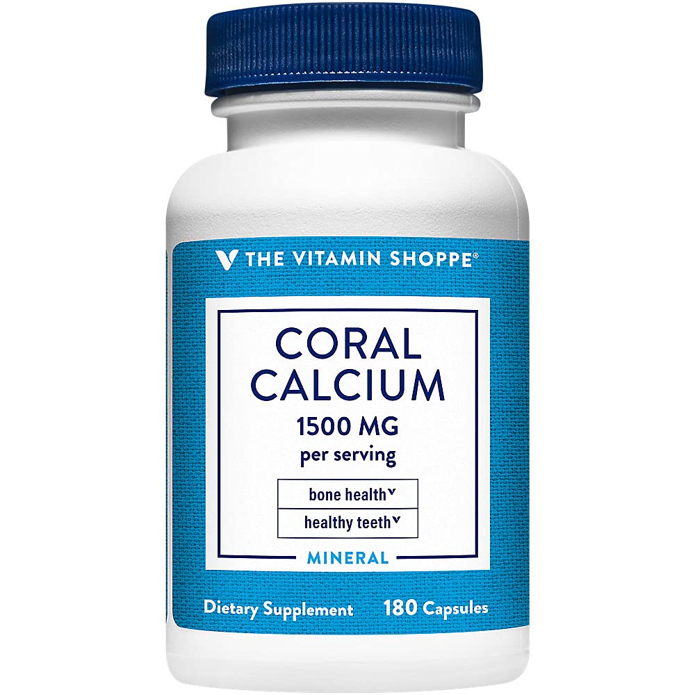 The Vitamin Shoppe Coral Calcium 1.500MG - Eco Safe Source of Calcium, Magnesium & Trace Minerals to Support Healthy Bones and Teeth (180 Κάψουλες)