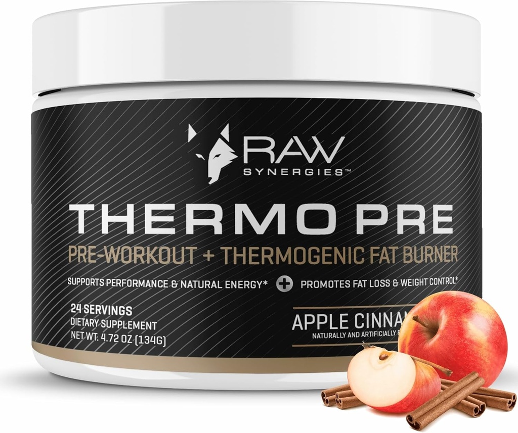 Thermo Pre - Fitness συμπλήρωμα υποστήριξης για τους ενεργούς τρόπους ζωής - Pre-Educate Θερμογόνος & Μεταβολική Υποστήριξη - Φυτό Βασισμένο, φυσικά συστατικά - Apple Κανέλα - 24 Υπηρεσίες