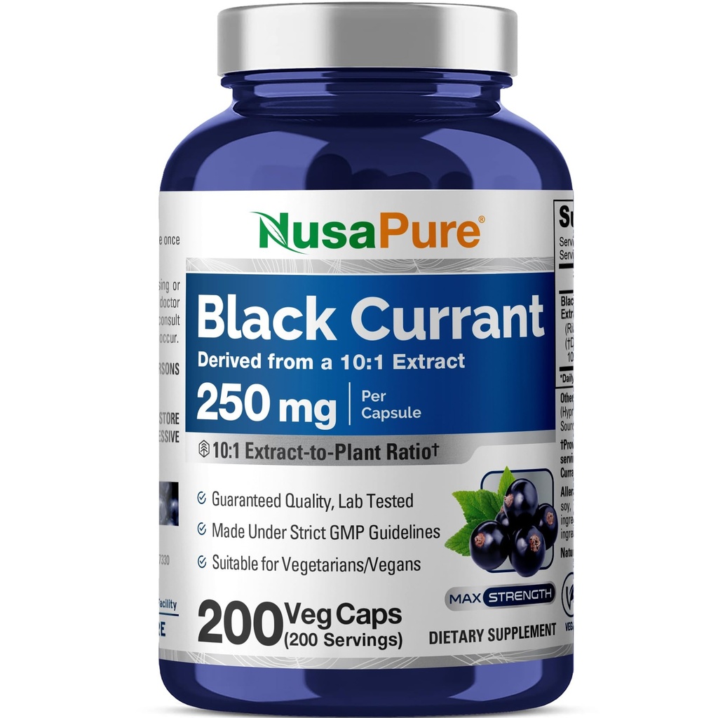 NusaPure Black Currant 10:1 Extract, 250 mg Ισοδύναμο με 2.500 mg, ανά Veg Caps 200 Vegan, Non-GMO