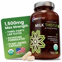 OmniBiotics Organic Milk Thistle Supplement 1500mg – 4X Concentrated Extract with Silymarin – High Potency Liver Detox & Support – 120 Vegan Capsules
