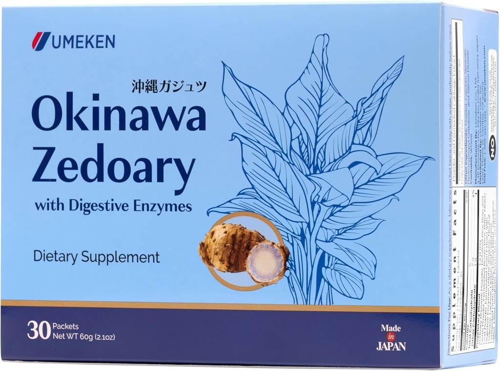 Umeken Okinawa Zedoary Purple and White Turmeric with Fermented Labbage Extract, Συμπληρώματα Υγείας της κότας για γυναίκες και άνδρες, Zedoary Root, Turmeric Supplement, 6 Packets (30 Count, Pack of 1)