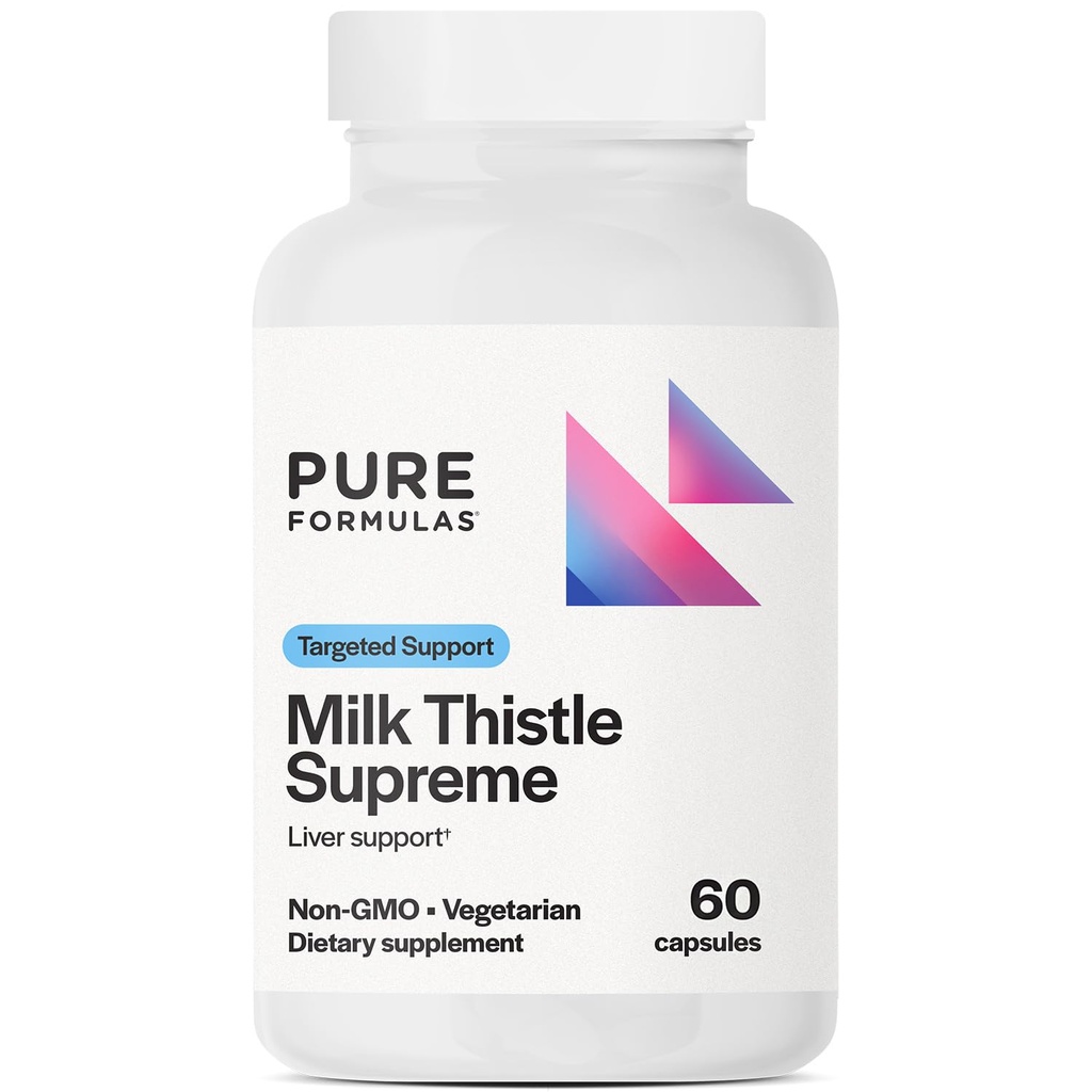 PureFormulas Milk Thistle Supreme 250 mg – Liver Health & Antioxidant Support – Non-GMO Vegetarian Capsules – 60 Count