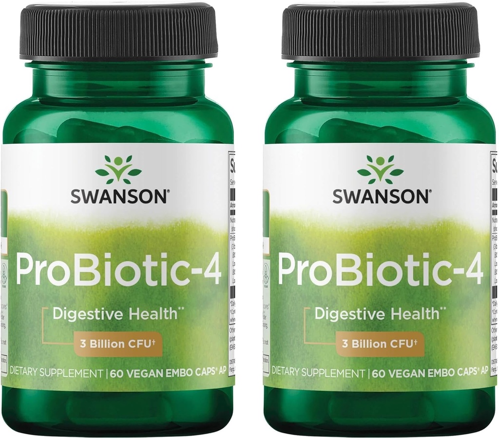 Swanson Probiotic-4 3 Δισεκατομμύρια Cfu 60 Veg Caps (2 Pack)