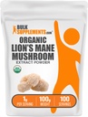 BulkSupplements.com Βιολογικό Mane Mushroom Extract Powder - Lions Mane Supplement Powder, Superfood for Well-Being - Vegan, 1g per Serving, 100g (3.5 oz) (Pack of 1)
