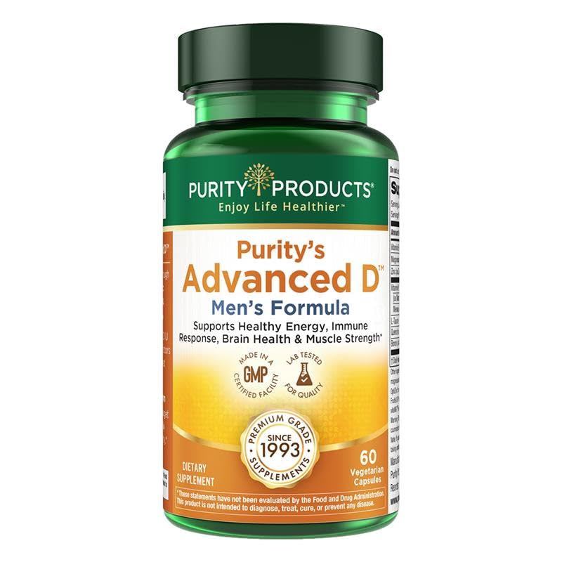 Προϊόντα καθαρότητας Advanced Vitamin D Ανδρική Φόρμουλα με Βιταμίνη D, Βιταμίνη K2, Ψευδάργυρος, Κιτρικό μαγνήσιο, Βόριο και Ταυρίνη - 60 κάψουλες χορτοφάγων