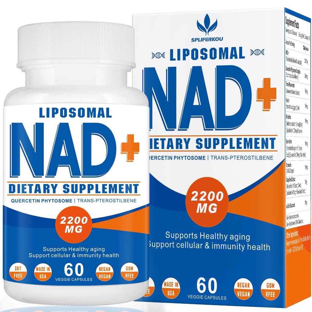 2200mg Λιποσωματικό NAD+ Συμπλήρωμα - Ενισχύει την ενέργεια κυττάρων & γήρανση Defese, 60 κάψουλες