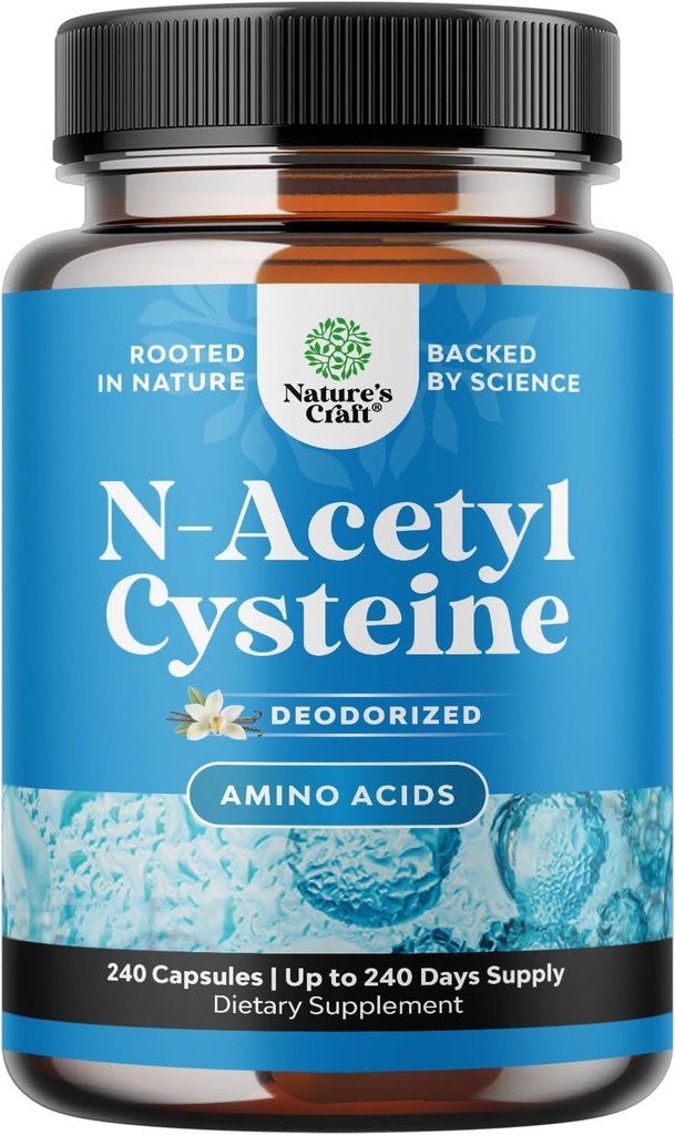 Συμπλήρωμα NAC N-Acetyl Cysteine 600mg - Vegan Υψηλή Απορρόφηση Μη-Smelly NAC 600 mg Κάψουλες Glutathione Precursor για Liver Cleanse Detox & Repair Plus Lung Υγεία και Ανοσία Υποστήριξη (240ct)