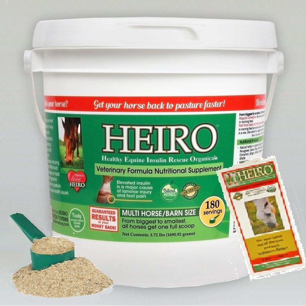 Heiro Healthy Equine Horse Insulin Resistant Rescue Organicals 90 Day Supply and Free Informational Booklet