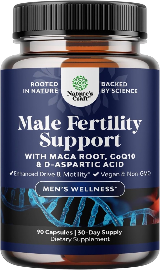 Pre Conception Ανδρικό συμπλήρωμα γονιμότητας - Semen Volume Booster με CoQ10, Maca Root, methyl folate & D-ασπαρτικό οξύ - Mens Fertility Supplement for Sperm Motility - Conception for Him, 90 Count