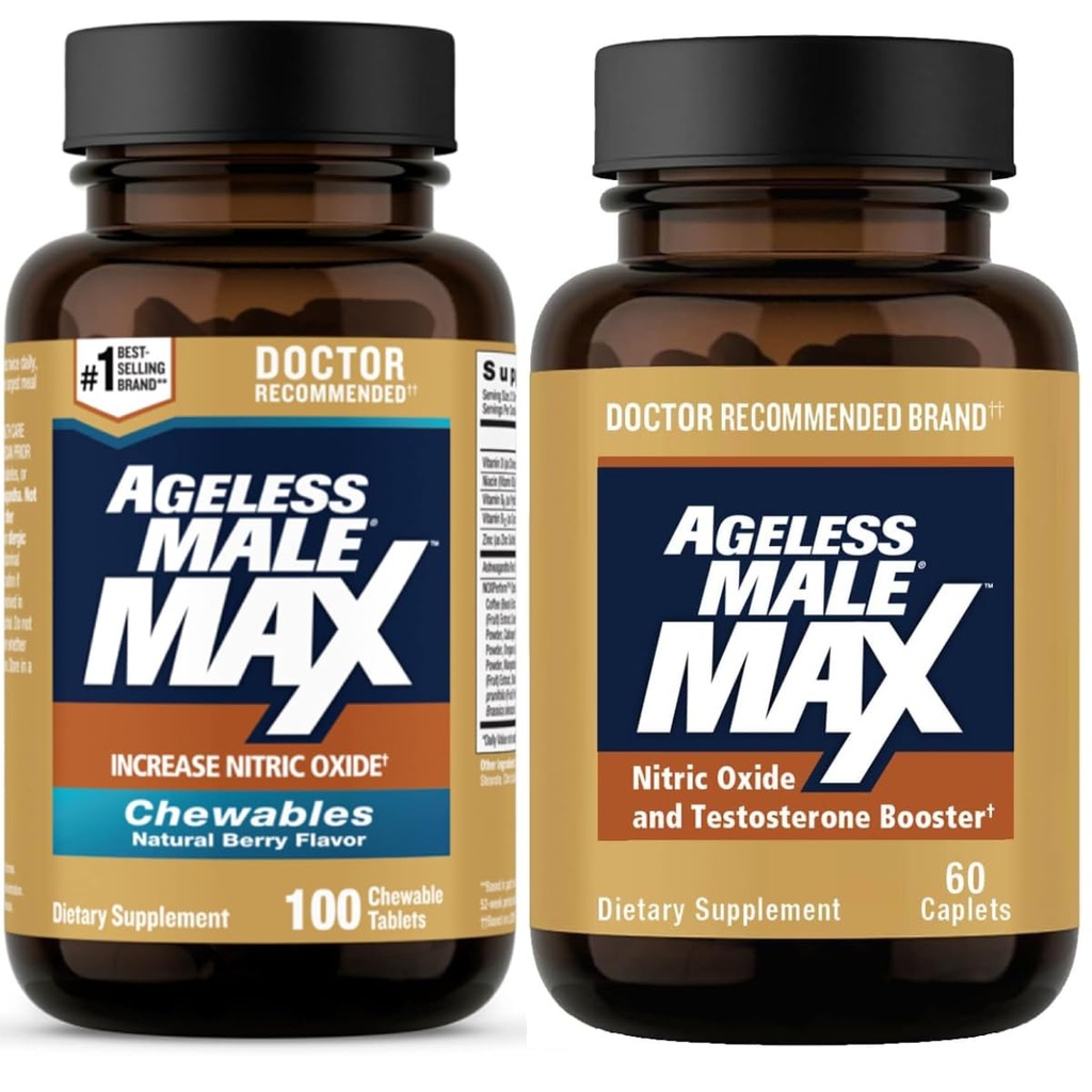 Ageless Male Max Nitric Oxide Booster and Testosterone Booster for Men