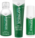Biofreeze Pain Relief Roll-On 2.5 FL OZ, Gel 3 FL OZ, και Spray 3 FL OZ Variety Pack Topical Pain Reliever Για τους μυς και τις αρθρώσεις από την αρθρίτιδα, τον πόνο στην πλάτη, τις πληγές, τις μελανιές, τα διαστρέμματα (Package May Vary)