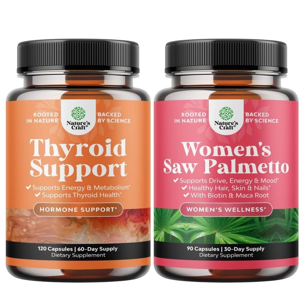 Συγκρότημα στήριξης βοτάνων Adrenal και Thyroid - Mood Enhancer Energy Supplement για την υγεία του θυρεοειδούς και την επιπλέον δύναμη Πριόνι Palmetto για τις γυναίκες για πιο ισχυρός Thicker Healthier Looking Hair