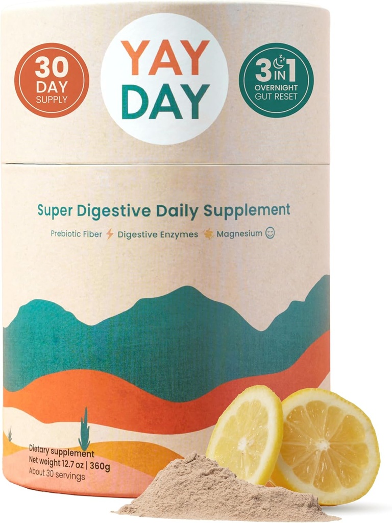 Nighttime Prebiotic Fiber Powder with Digestive Enzymes & Magnesium Glycinate for Sleep 