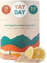 Nighttime Prebiotic Fiber Powder with Digestive Enzymes & Magnesium Glycinate for Sleep | Gut Health Supplement for Women & Men - Digestion Support, Bloating Relief - Citrus, 30 Scoops