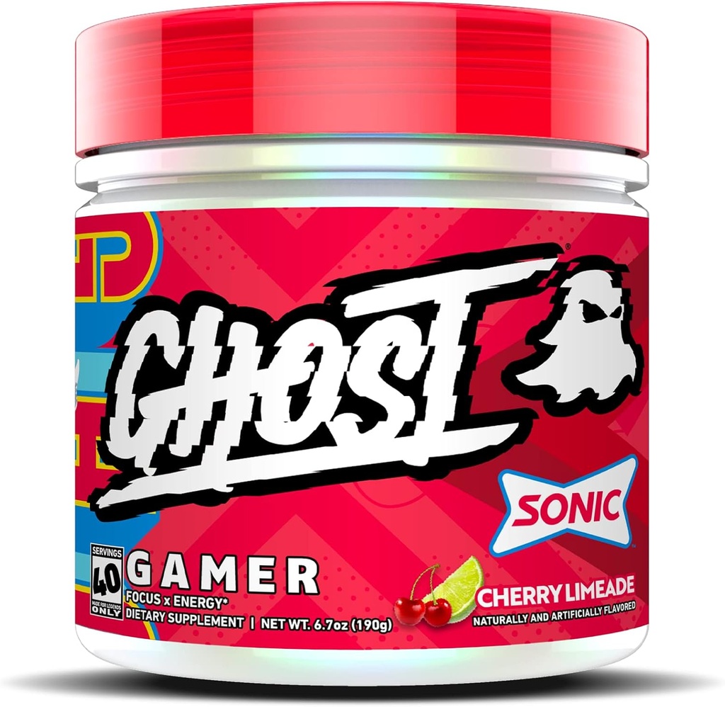 GHOST Gamer: Ενέργεια και Focus Υποστήριξη Φόρμουλα - 40 εξυπηρετήσεις, Sonic Cherry Limeade - Nootropics & Φυσική καφεΐνη για την προσοχή, ακρίβεια και αντίδραση του χρόνου - Vegan, χωρίς γλουτένη