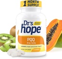 Dr's Hope Pyrroloquinoline Quinone Supplement 20 mg - Προάγει το μυαλό, την καρδιά και την ψυχική απόδοση - Για τη λειτουργία των μυών, την παραγωγή ενέργειας & τη μακροζωία - Χωρίς γλουτένη - 30 κάψουλες Vegan - 1 μήνας προσφοράς