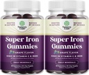 Επιπλέον δύναμη Iron Gummies για γυναίκες και άνδρες - ισχυρό 45mg ανά υπηρεσία Chewable συμπλήρωμα σιδήρου για γυναίκες & άνδρες με βιταμίνη C υψηλότερη απορρόφηση - Vegan καθημερινή Gummy Ενήλικες (60 εξυπηρετούν)