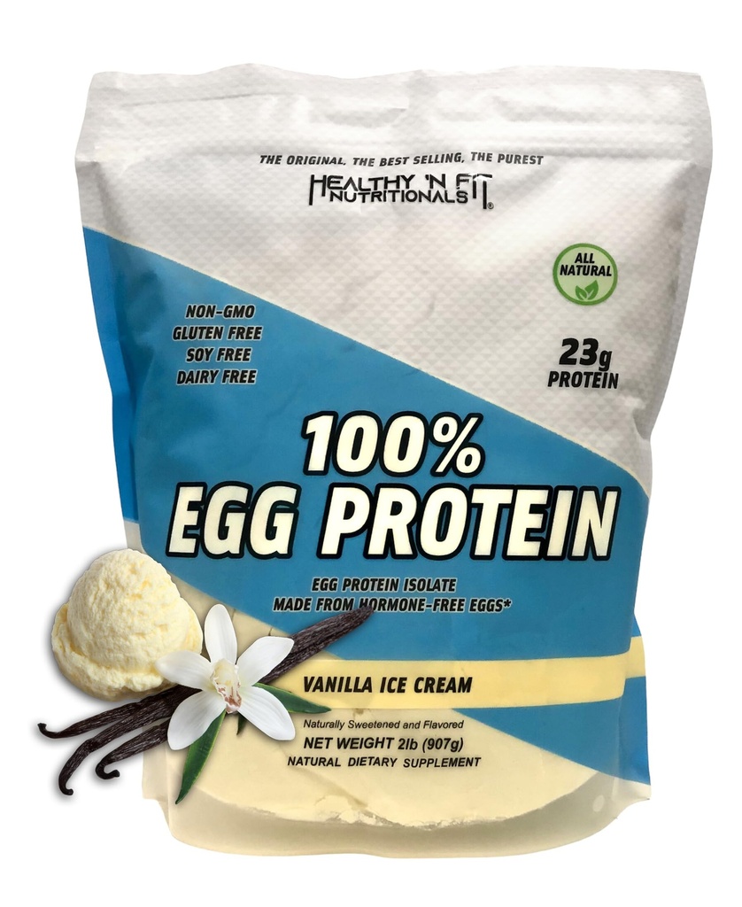 Healthy 'N Fit 100% Egg Protein- Vanilla Ice Cream (2lb): 100% Egg White Protein Plus Natural Peptides. Pure, All Naturally Sweetened Protein