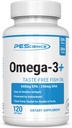 PEScience Omega-3+, 440mg EPA και 240mg DHA συμπλήρωμα ιχθυελαίου, εύκολο να καταπιούν μικρό μέγεθος Softgel, καμία γεύση, 60 εξυπηρετούν