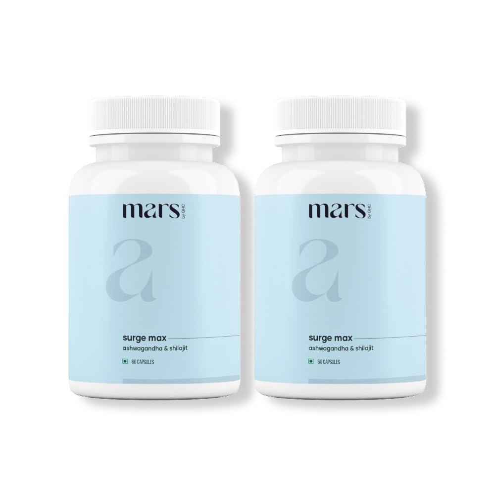 mars by GHC Surgemax Natural Capsules with Shilajit & Safed Musli | Supports Energy, Strength & Immunity | for Active Lifestyle | 120 Capsules | Pack of 2