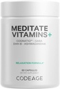 Codeage Meditate Vitamins+ Supplement - CognatiQ, DHH-B, GABA, Ashwagandha, Organic Mushrooms, Blueberries - BDNF Brain Pills and Neuroprotein - Vegan, Non-GMO, Gluten-Free - 60 Capsules