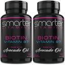 (2 Pack) Smarter Biotin 5000mcg σε λάδι Avocado, βιταμίνη Β7, μη GMO, 90 Mini Liquid Softgels, χωρίς σόγια