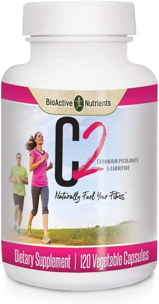 BioActive Nutrients C2-Chromium Picolinate with L-Carnitine to Aid Μεταβολισμός του λίπους και των υδατανθράκων - 120 κάψουλες λαχανικών - Χωρίς συντηρητικά