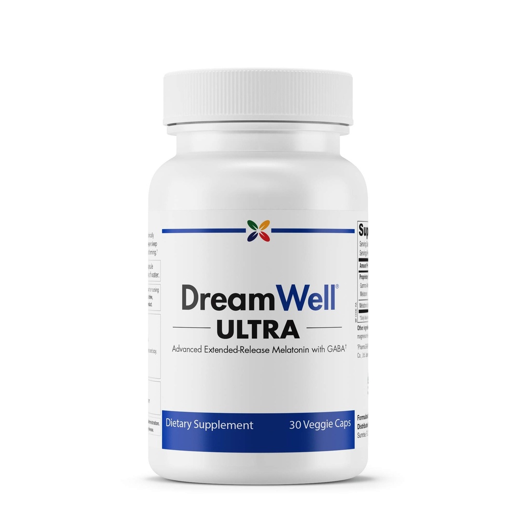 Σταμάτημα γήρανσης τώρα - DreamWell Ultra - Προηγμένη μελατονίνη με GABA - Νευρικότητα και άγχος ανακούφιση, υποστήριξη ύπνου - Μη υπνηλία και μη-Habit Forming - 30 Vcaps