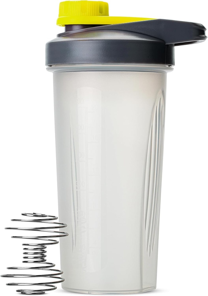 Mr. Pen- Shaker Bottles for Protein Mixes with Twist Cap, 28 oz, Gray/Yellow, Protein Shaker Bottle with Wire Whisk Ball