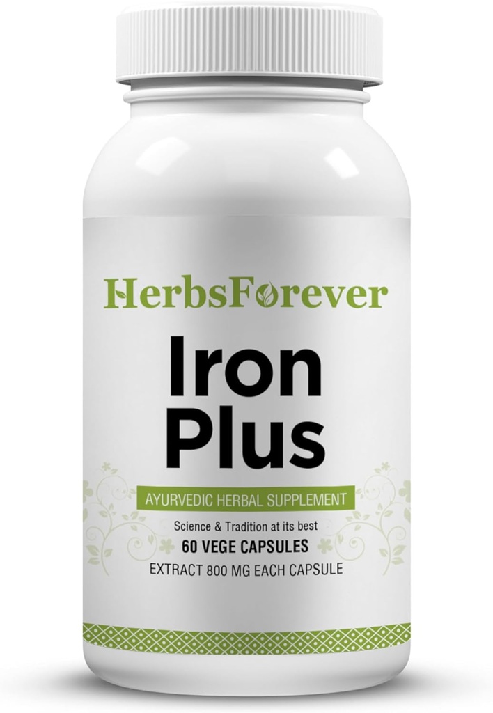 Το συμπλήρωμα καψακίων Herbsforever Iron Plus προωθεί το επίπεδο σιδήρου 60 κάψουλες